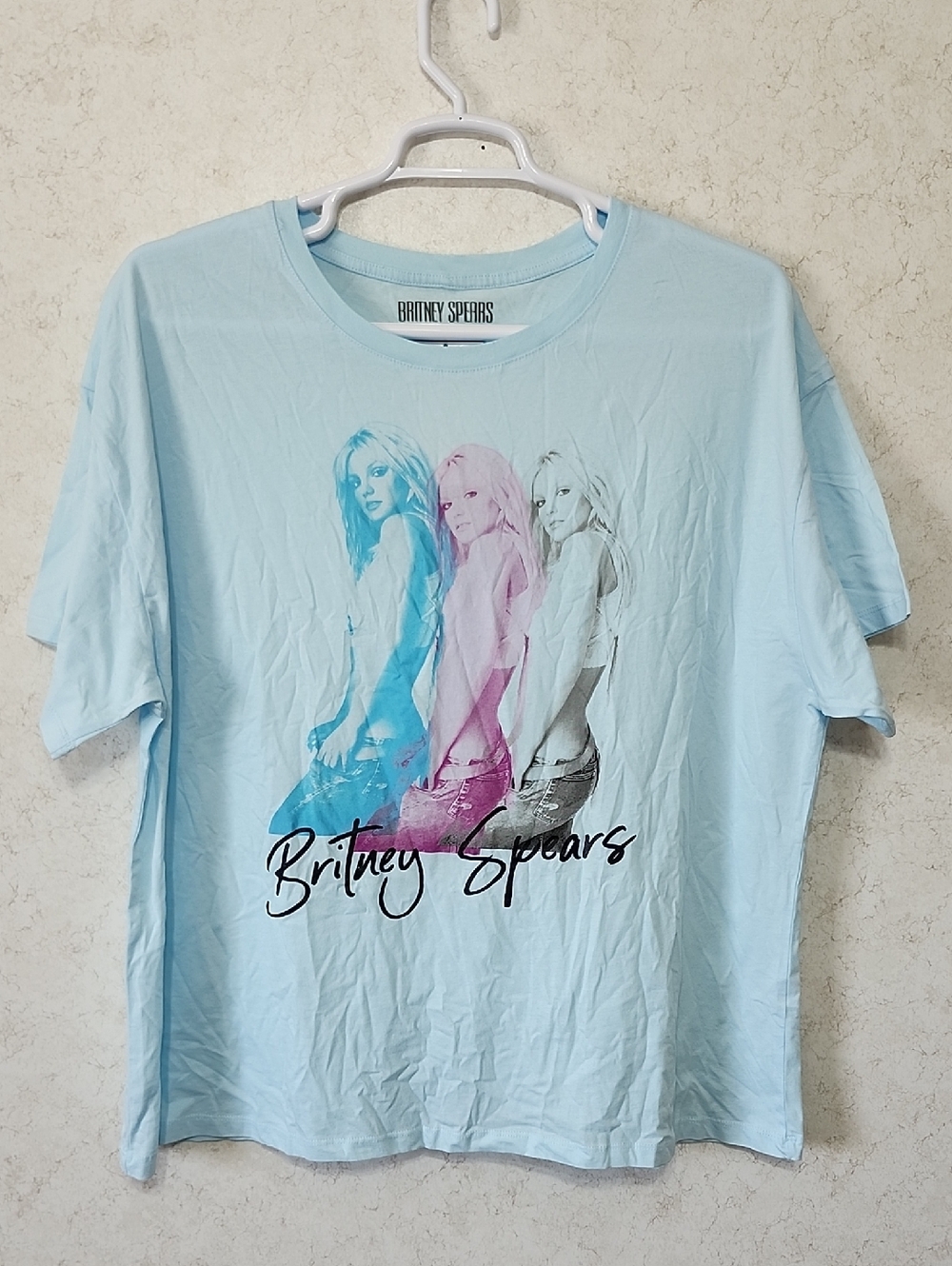 Britney Spears Light Blue Graphic Short Sleeve Tee Shirt Music Fan Concert Wear